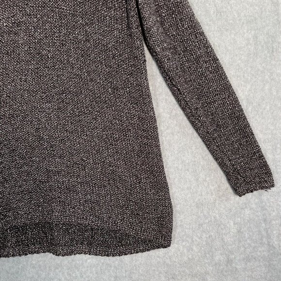 J Jill Tunic Sweater Womens Medium Black Silver Metallic Oversized Knit Slub - Picture 2 of 13